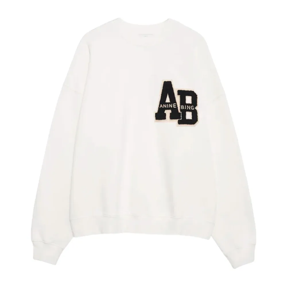 Anine Bing Sweatshirts|Striktrøjer & Sweatere*Miles Oversized Sweatshirt Letterman Hvid