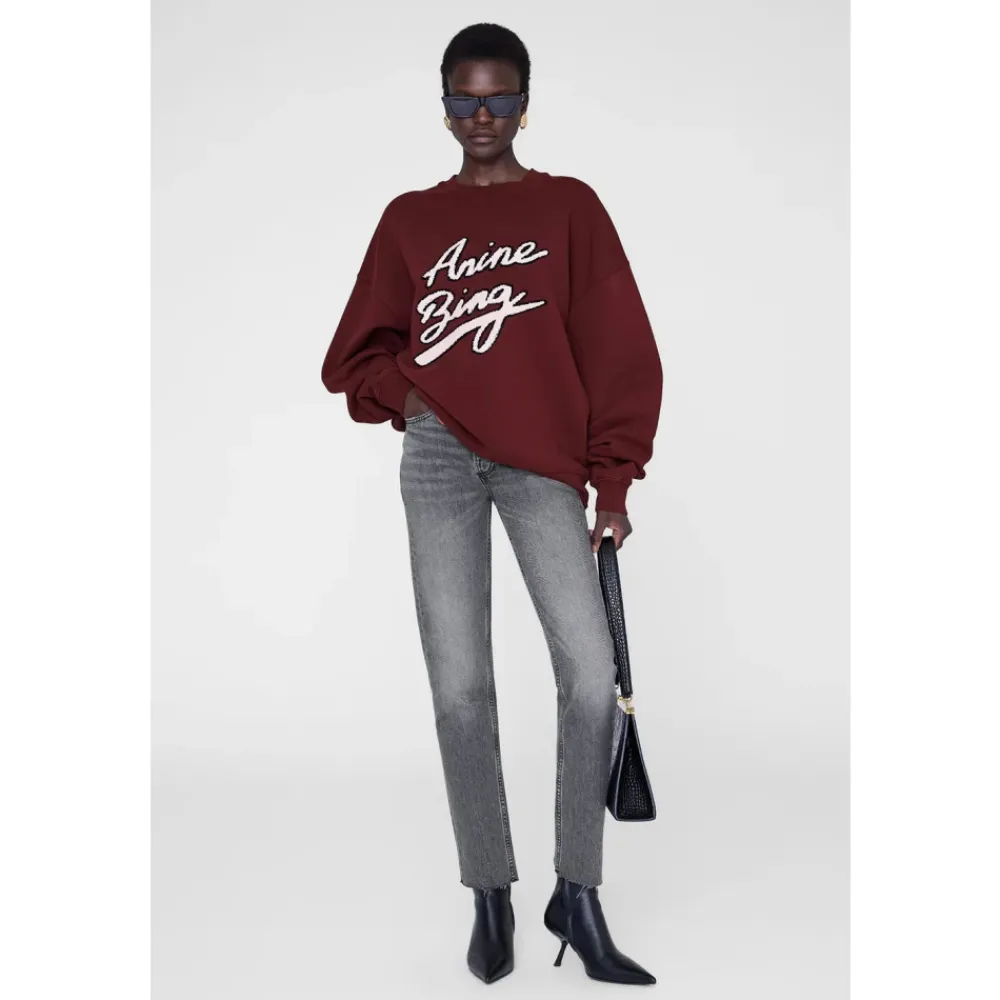 Anine Bing Sweatshirts|Striktrøjer & Sweatere*Miles Sweatshirt Chenille Signature Rød
