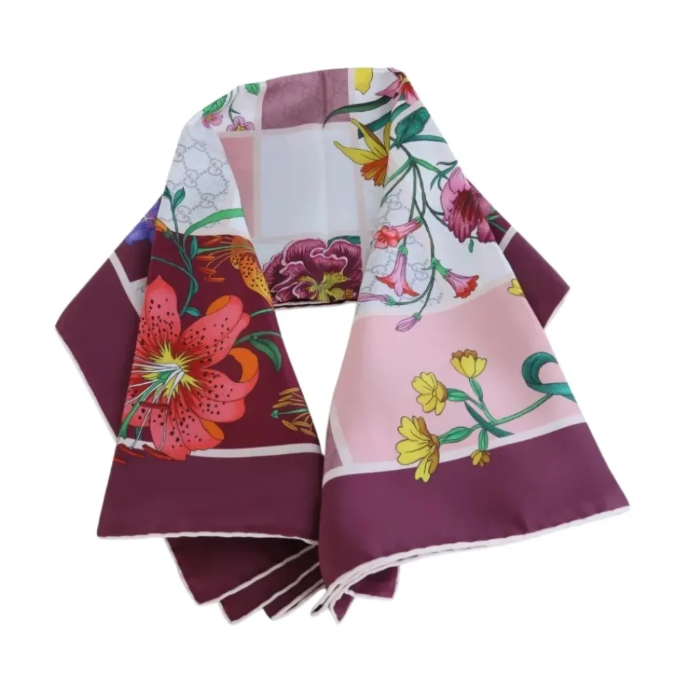 Gucci Tørklæder*Mini Blocks Flora Twill Scarf Multifarvet