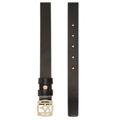 Kazar Bælter*Minimalistisk læderbælte til kvinder med logo spænde Sort