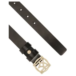 Kazar Bælter*Minimalistisk læderbælte til kvinder med logo spænde Sort