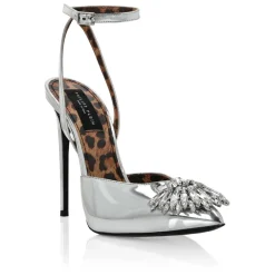 Philipp Plein Pumps|Stiletter*Mirror Leather Decollete Hi-Heels Brooches Grå
