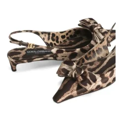 Dolce & Gabbana Pumps|Stiletter*30mm Leopard Print Satin Slingback Pumps Multifarvet