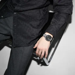 Gucci Ure*41mm rustfrit stålkasse, skive, lille sekundvisning, keramisk bezel med tachymeter indikation, rustfrit stål armbånd Sort