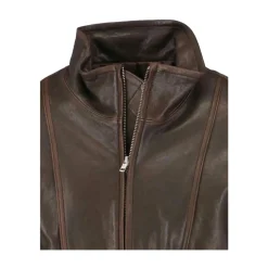 Dunst Jakker*Mørke læder høj hals jakke Brun