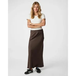 Neo Noir Nederdele*Mørke Vicky Heavy Satin Nederdel Brun