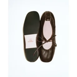 Kazar Studio Ballerina Sko*Mørkee ballerinaer med bundet tåstrop Brun