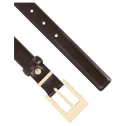 Kazar Bælter*Mørket læderbælte med gul spænde Brun