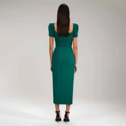 Self Portrait Kjoler*Mørke Iris Midi Kjole Grøn