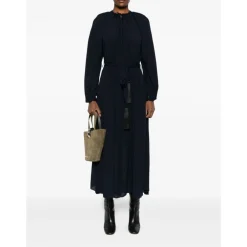 Forte Forte Kjoler*Navy Blue Slips Hals Kjole Blå