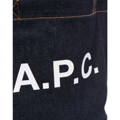 A.P.C. Indkøbstasker*Navy bomuldslæder tote taske Blå