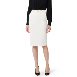Elisabetta Franchi Nederdele*Nederdel i crepe stof med juvel logo Hvid