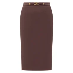 Elisabetta Franchi Nederdele*Nederdel i crepe stof med juvel-logo Brun