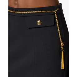 Elisabetta Franchi Nederdele*Nederdel i dobbelt lag crepe stof med juvelkæde Sort