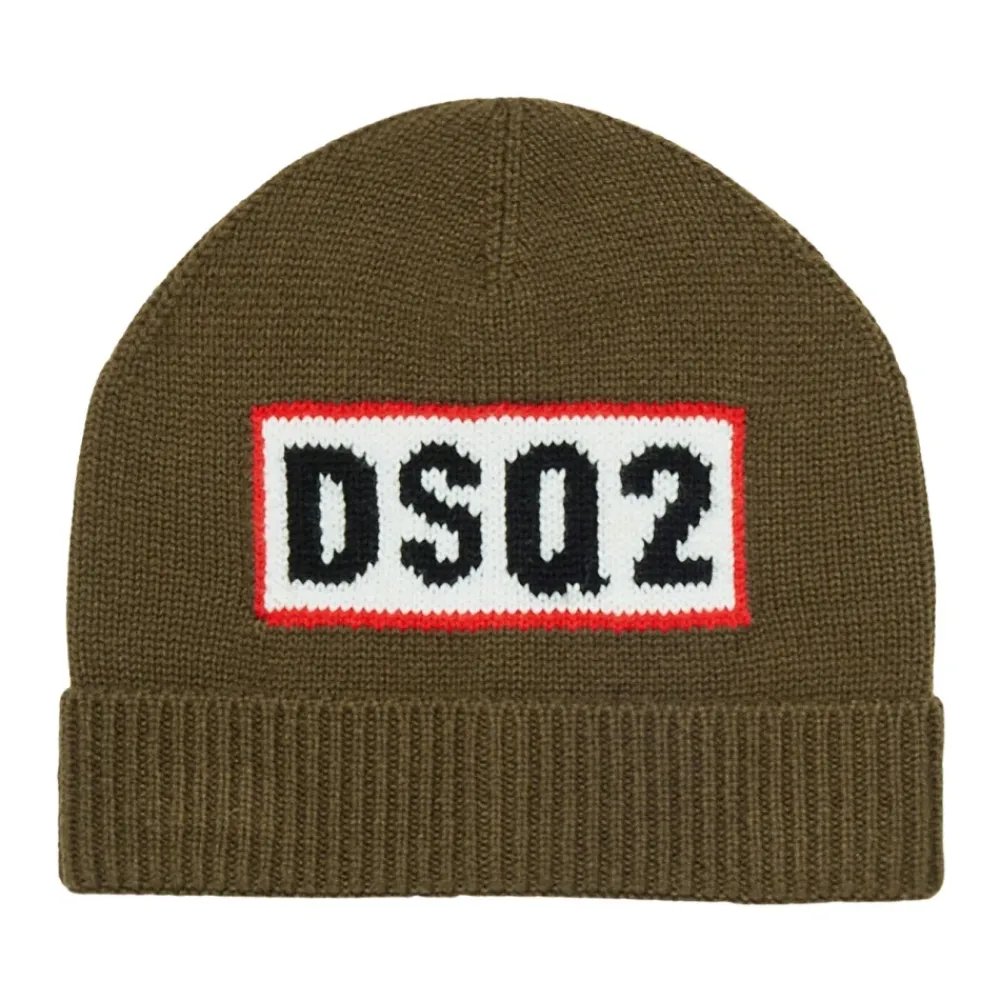 Dsquared2 Huer & Kasketter*Oliven Uld Beret Unisex Grøn
