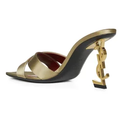 Saint Laurent Stiletter*Opyum Mules i Satin Crepe Beige