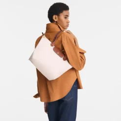 Longchamp Skuldertasker*Original Skuldertaske med trykknap og lynlås Hvid