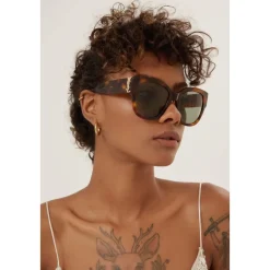 Saint Laurent Solbriller*Oversized Havana Cat Eye Solbriller Brun