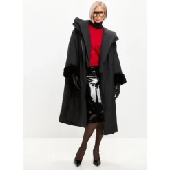 Cesare Gaspari Frakker*Oversized Hætte Puffer Jakke med Faux Pelsmanchetter Sort