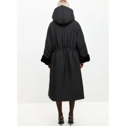 Cesare Gaspari Frakker*Oversized Hætte Puffer Jakke med Faux Pelsmanchetter Sort