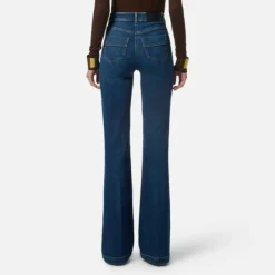 Elisabetta Franchi Jeans*Palazzo Denim Bukser med Guld Knapper Blå