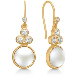 Frk. Lisberg Smykker*Perleøreringe med zirkoniasten Gul