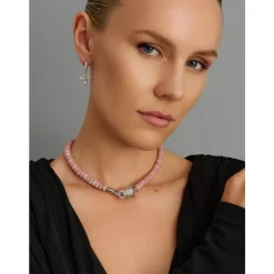 Nialaya Smykker*Pink Opal Choker with Panther Head Grå