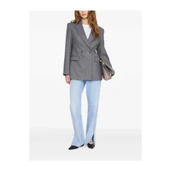 Anine Bing Jakker*Pinstripe Double-Breasted Blazer Grå