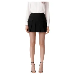 Elisabetta Franchi Nederdele*Pleated Tweed Miniskirt Sort