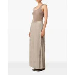 Ami Paris Nederdele*Plisseret midi-nederdel med bælte Beige