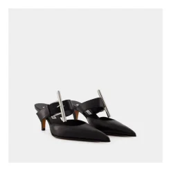 Alexander McQueen Stiletter*Pointed-Toe Mule Pumps med metallisk hardware Sort