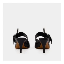 Alexander McQueen Stiletter*Pointed-Toe Mule Pumps med metallisk hardware Sort