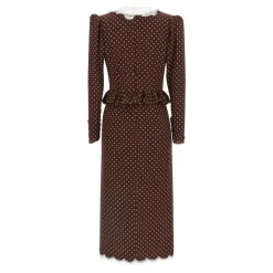 Alessandra Rich Kjoler*Polka Dot Midi Kjole Brun