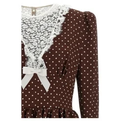 Alessandra Rich Kjoler*Polka Dot Midi Kjole Brun