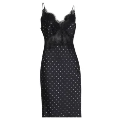 Self Portrait Kjoler*Polka Dot Satin Lace Maxi Kjole Sort