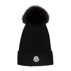 Moncler Huer & Kasketter*Pom Pom Beanie Sort