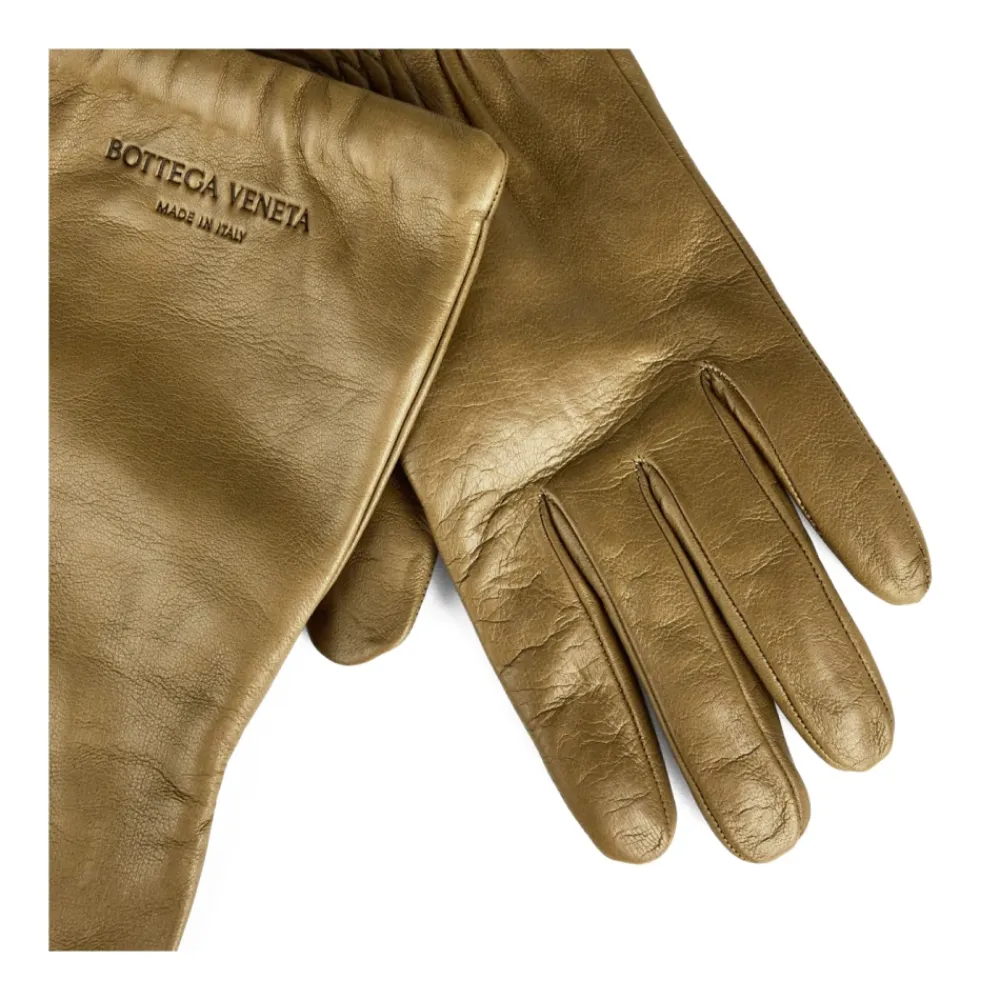 Bottega Veneta Handsker*Prægede Logo Læderhandsker Grøn