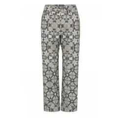 Gustav Bukser*Printede Straight Leg Bukser Sort/Sand Multifarvet