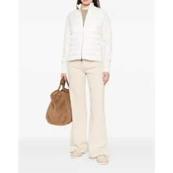 Moncler Jakker*Quilted Zip-Up Jakke Hvid