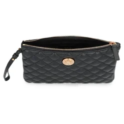 Versace Clutch*Quiltet læder flad taske med håndledsrem Sort