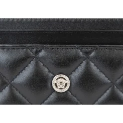 Versace Punge & Kortholder*Quiltet læder kvinders kortindehaver Sort