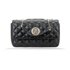 Versace Skuldertasker*Quiltet læder skuldertaske Magnetisk lukning Sort
