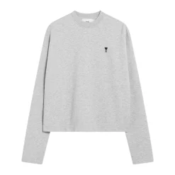 Ami Paris Sweatshirts|Striktrøjer & Sweatere*Quota Sweatshirt med Kontrasterende Logo Grå