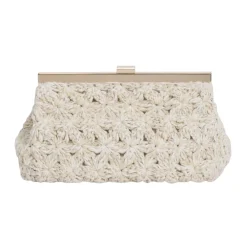 Fabiana Filippi Clutch*Raffia Blomster Clutch Elegant Skuldertaske Beige