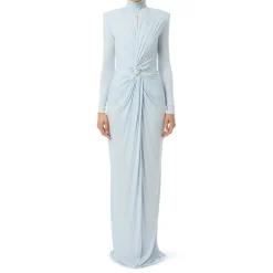 Elisabetta Franchi Kjoler*Red Carpet-kjole i Cupro Jersey med Draperinger Blå