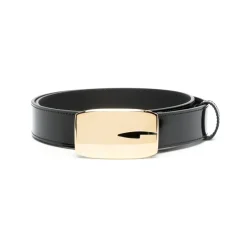 Gucci Bælter*Rektangulært G Spænde Læderbælte Sort