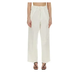 Victoria Beckham Bukser*Relaxed Fit Bukser med Snøre i Taljen Hvid