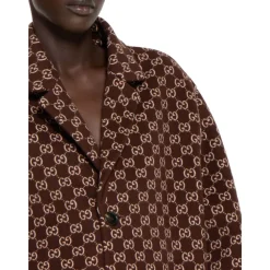 Gucci Frakker*Reversible Silk Wool Coat Brun