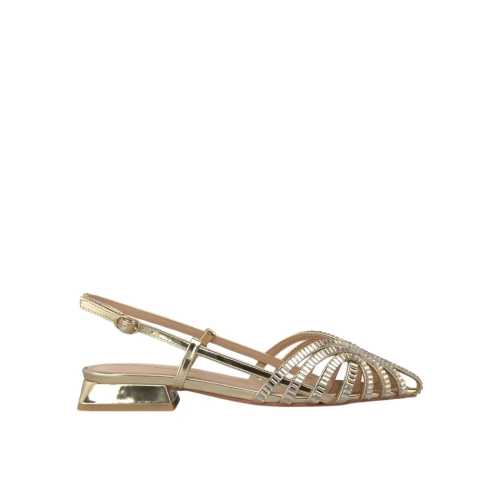 ALMA EN PENA Sandaler*Rhinestone cage sandals Gul