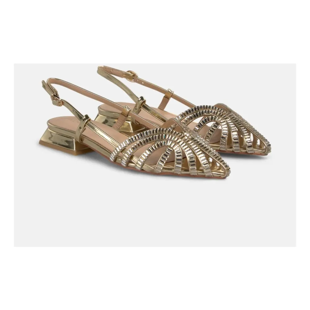 ALMA EN PENA Sandaler*Rhinestone cage sandals Gul
